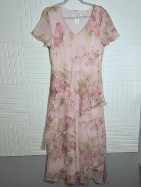 Miss Dorby Pink Fairycore Floral Tiered Dress Size 12